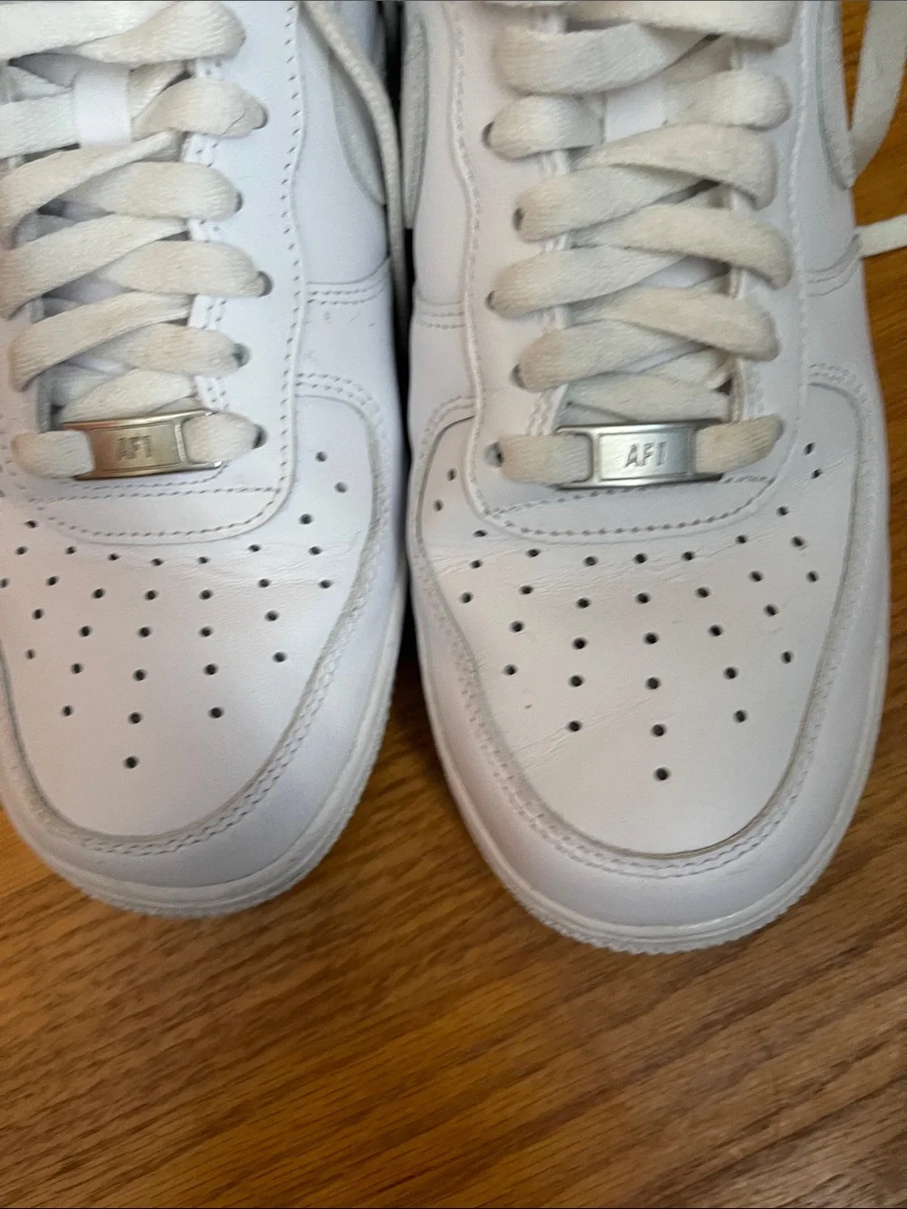 Nike White Leather Air Force 1 Sneakers - Picture 3 of 4